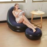 Lazy Inflatable Lounge Chair for Adults – Folding Portable Sofa with Foot Stool, Air Couch for Living Room & Bedroom thumbnail 2