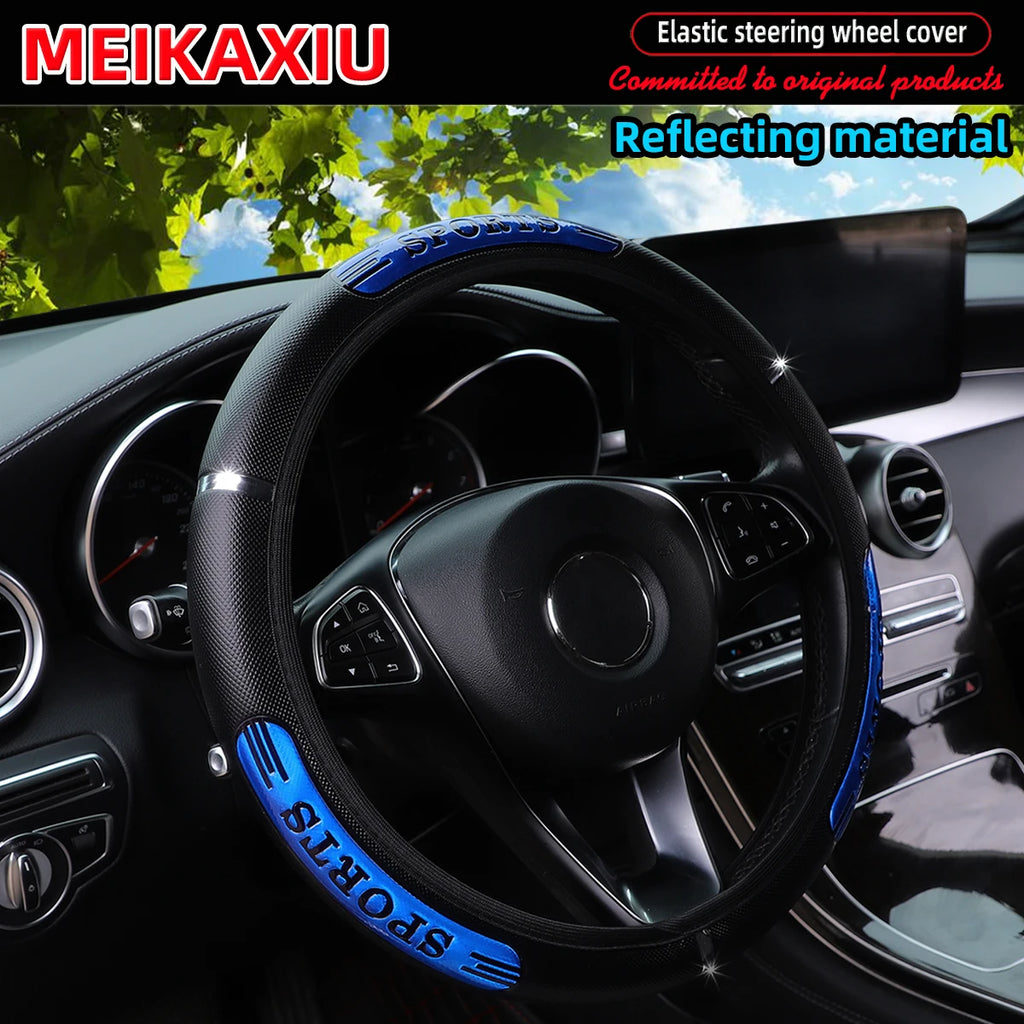 MEIKAXIU Reflective Dynamic Imitation Metal Strip Car Steering Wheel Cover – No Inner Ring Design