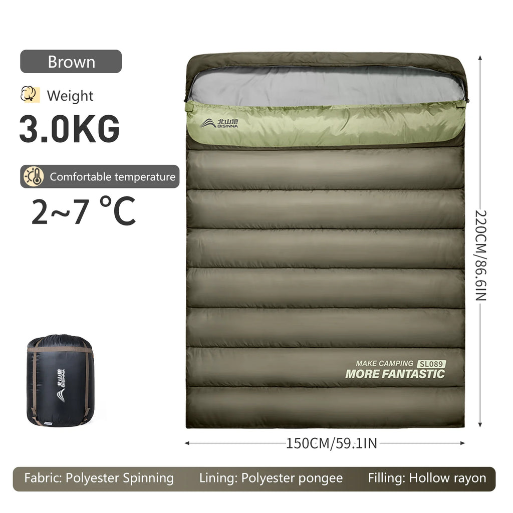 BSWOLF 2-Person Camping Sleeping Bag – Four Seasons, Portable & Warm