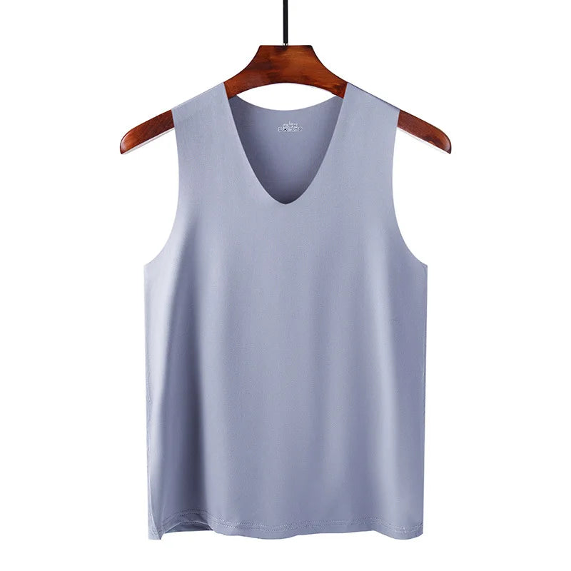 Men’s Seamless Ice Silk Tank Top Sleeveless Vest – Breathable Sport & Casual Undershirt for Gym and Summer Wear