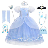 Cinderella Princess Cosplay Dress for Girls – Ball Gown Sequin Tutu Puff Mesh Summer Dress for Birthday & Carnival thumbnail 24