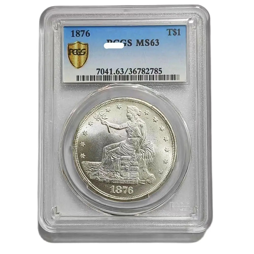 1876 American Statue of Liberty Silver Coin – PCGS Graded MS63 – High Quality Sealed Collectible