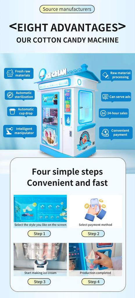 Commercial Outdoor Ice Cream Vending Robot – Fully Automatic Self-Service Soft Serve Dispenser