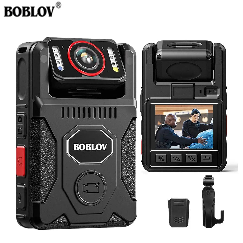 BOBLOV M7 Pro 4K GPS Body Mounted Camera 128GB, 180° Rotating Lens, 4000mAh Battery, 15-Hour Recording Bodycam