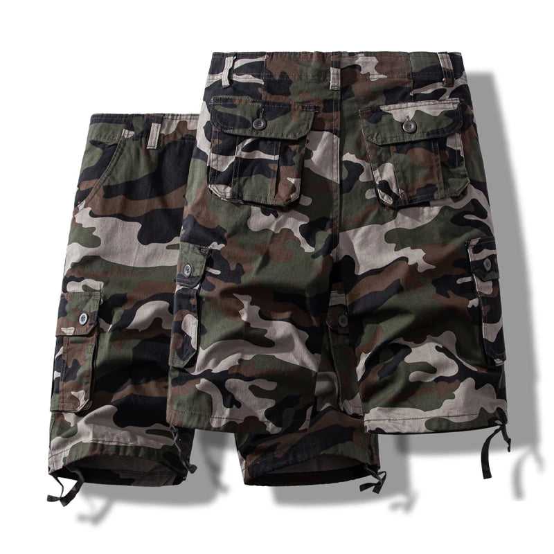 Men’s Cotton Cargo Knee-Length Tactical Shorts – Casual Hiking, Fishing & Sports Wear