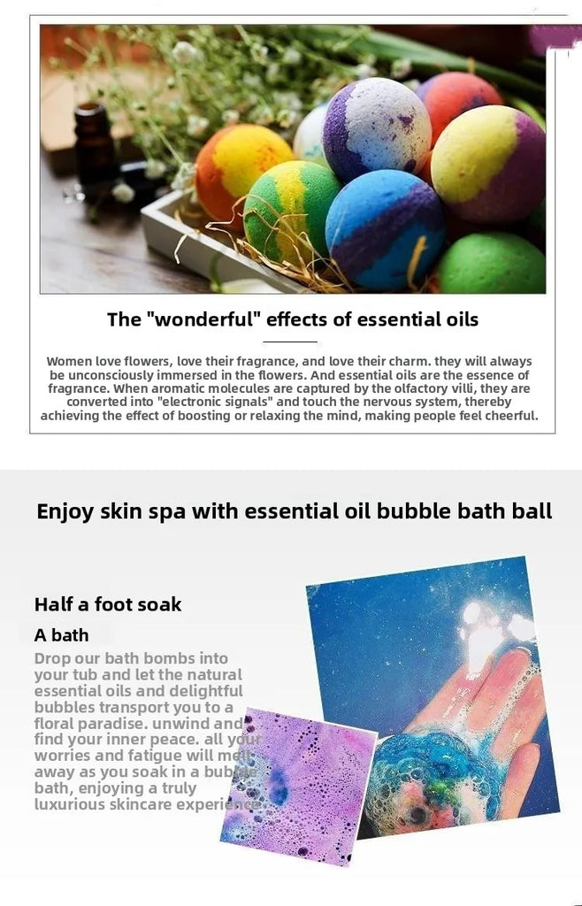 Essential Oil Effervescent Bath Bomb Salt – Body Whitening Aromatic Spa Bath Ball