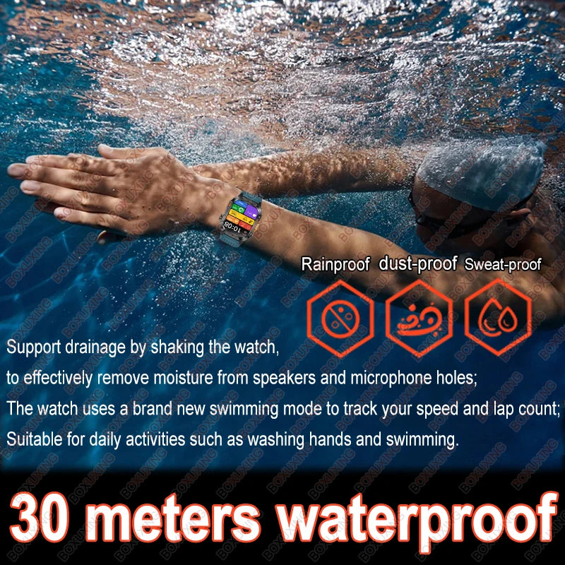 Military-Grade GPS Smartwatch for Men – 2.01” AMOLED, Bluetooth Calling, 3ATM Waterproof, 100+ Sports, 540mAh Battery