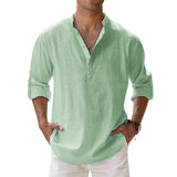 Men’s Cotton Linen Henley Short Sleeve Casual Shirt – Summer Beach & Everyday Wear thumbnail 4
