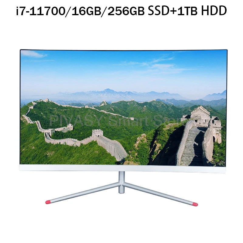 23.8-Inch Curved All-in-One PC Desktop Intel Processor 128/256GB SSD 3mm Bezel WiFi Speakers for Office, Business, and Gaming