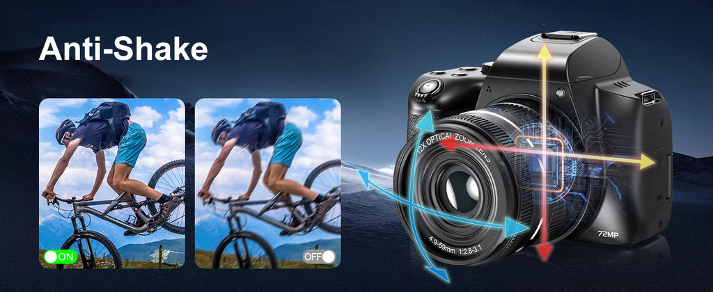 4K HD Digital Camera with Auto Focus & 12X Optical Zoom – 72MP Vlogging Camera for YouTube & Photography