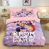 3pcs K-Pop Bedding Set Demon Hunters Colorful Print Polyester Duvet Cover with Pillowcases thumbnail 5