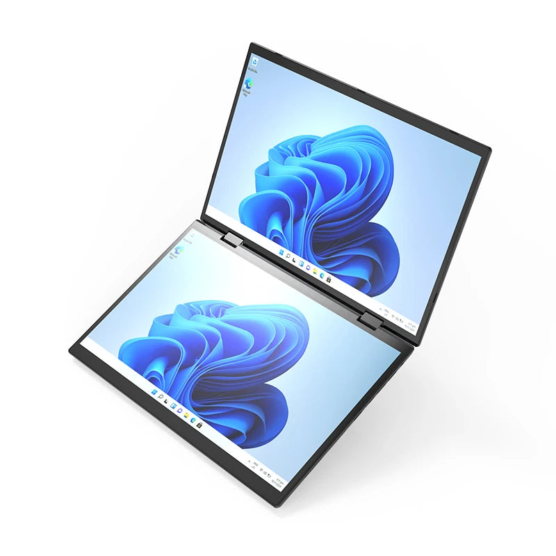 Dual Screen 14+14 Inch 2K Touchscreen 2-in-1 Laptop 16GB/32GB Intel N100 CPU 360° Flip Metal Case