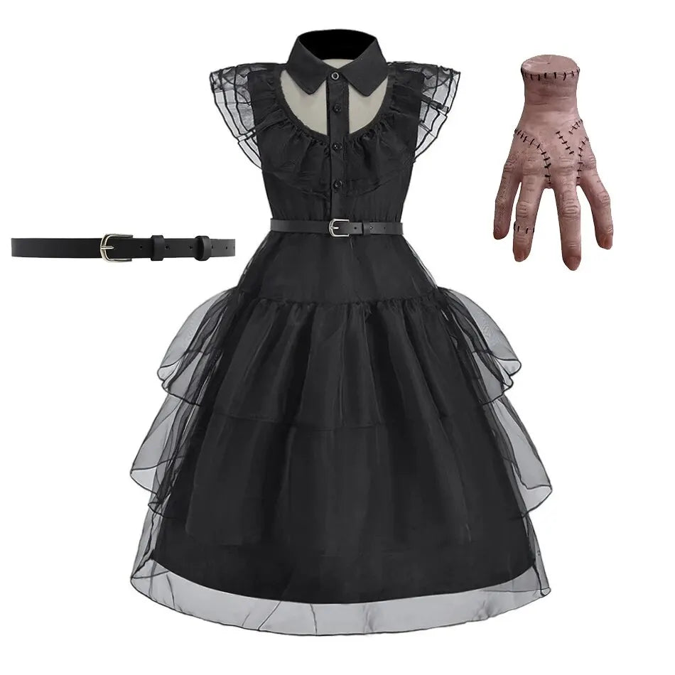 Girls Black Princess Costume Dress – Kids Cosplay Party, Pageant & Halloween Outfit