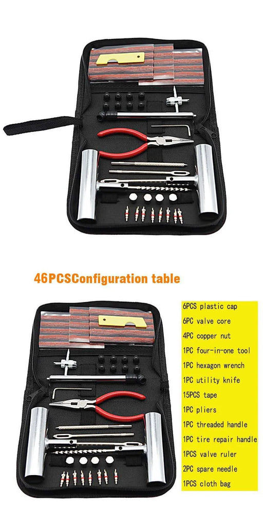 Car Tire Repair Tool Set – 24/46/62 PCS | Complete Auto & Bike Puncture Repair Kit