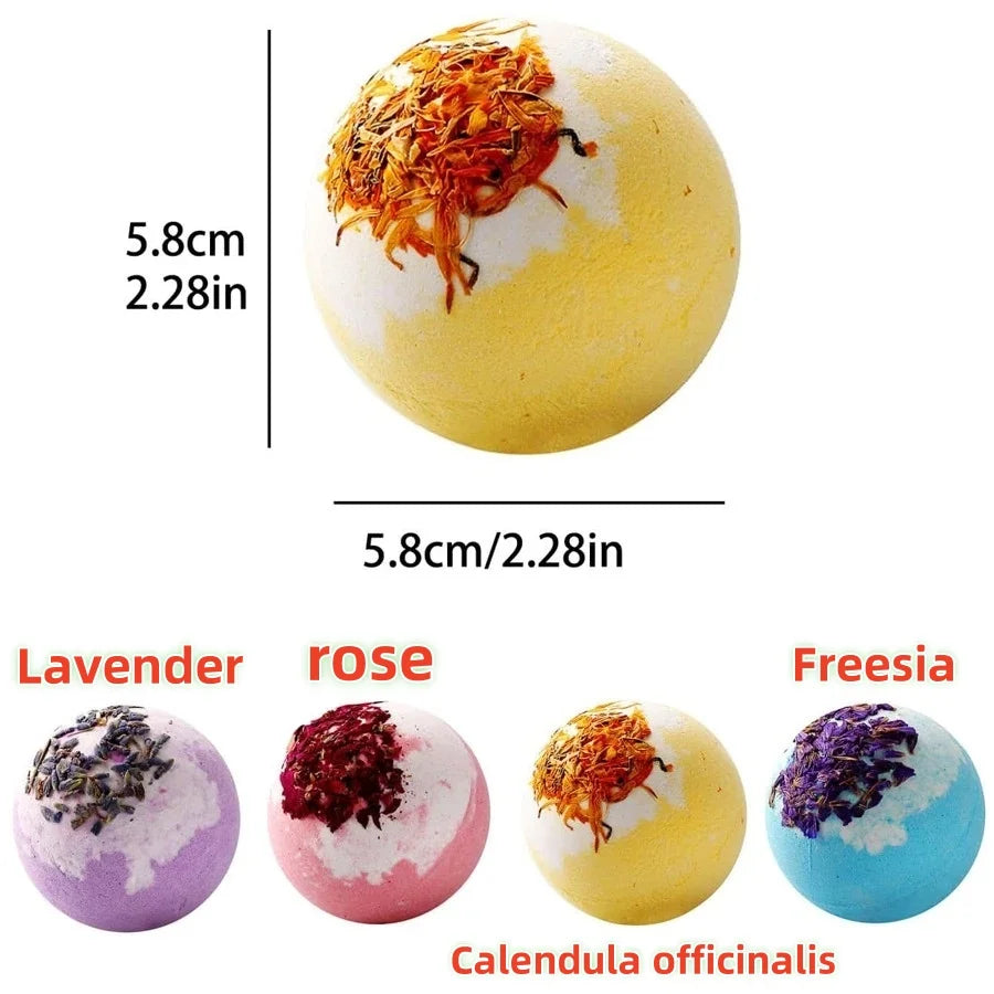 Handmade Bath Bomb Set with Essential Oils and Sea Salt – Moisturizing & Skin Peeling Bubble Ball Gift