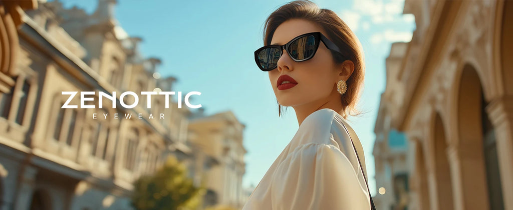 ZENOTTIC Butterfly Polarized Prescription Sunglasses Handmade Acetate Square Optical Shades for Women – Custom Myopia, Hyperopia & Astigmatism Lenses