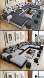 Modern U-Shaped Fabric Sofa Set with USB & Stools – Living Room Couch, Customizable Colors thumbnail 15