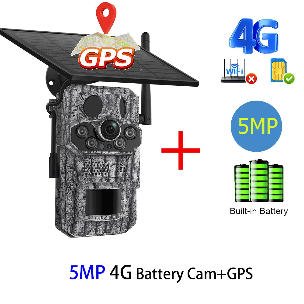 INQMEGA4G 2K 5MP PIR Motion Sensor Hunting Trail Camera with Night Vision & Solar Battery – IP66 Waterproof