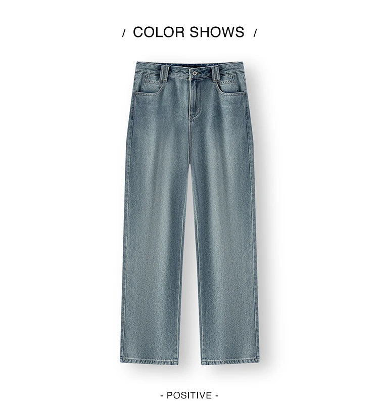 Semir Women’s 2025 Winter Wide-Leg Fleece-Lined Jeans – Full-Length Hong Kong Style Trousers