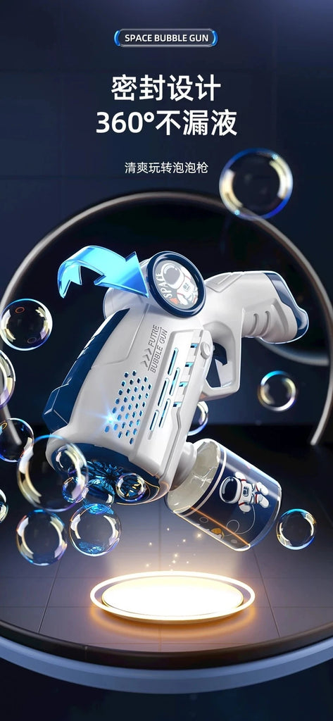 Porous Astronaut Electric Bubble Gun for Kids – Automatic Bubble Machine with Light, Summer Outdoor Party Toy
