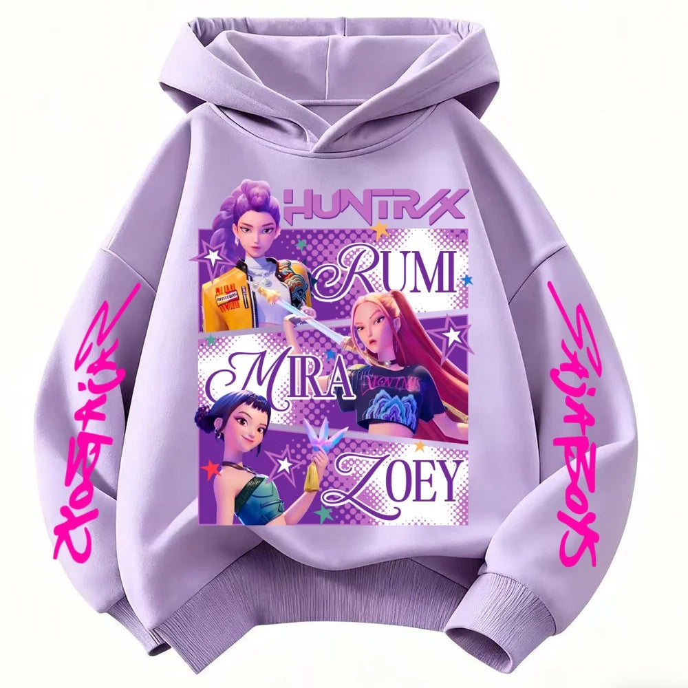 Huntrix KPop Demon Hunters Kids Hoodie Sweatshirt Princess Style Pullover 3–12 Years