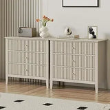 Green Fluted 3 Drawer Modern Dresser Nightstand – 32 Inch Wide Wood Chest of Drawers thumbnail 17