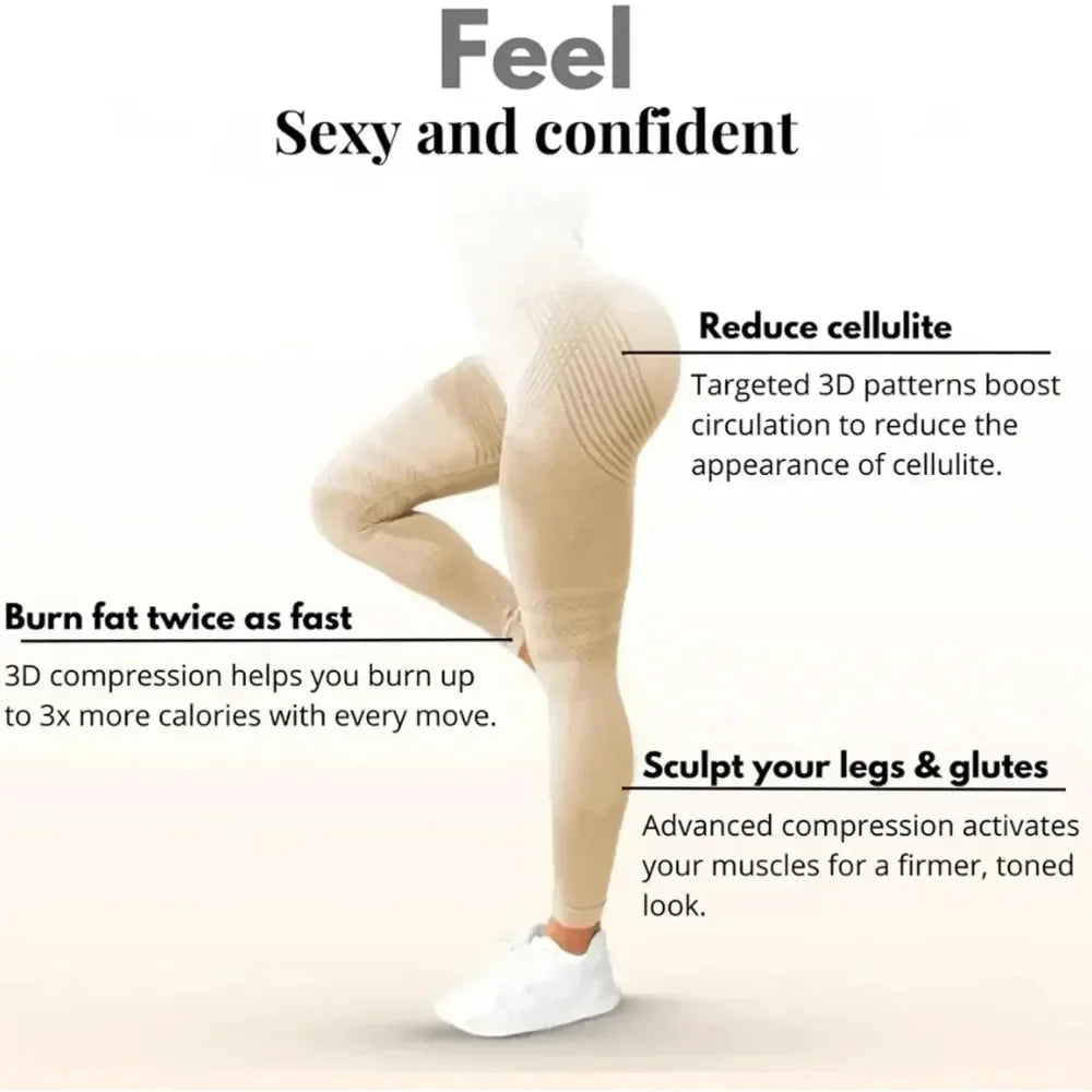Slimove 3D Anti-Cellulite Leggings – High Waisted Butt Lifting Gym Tights