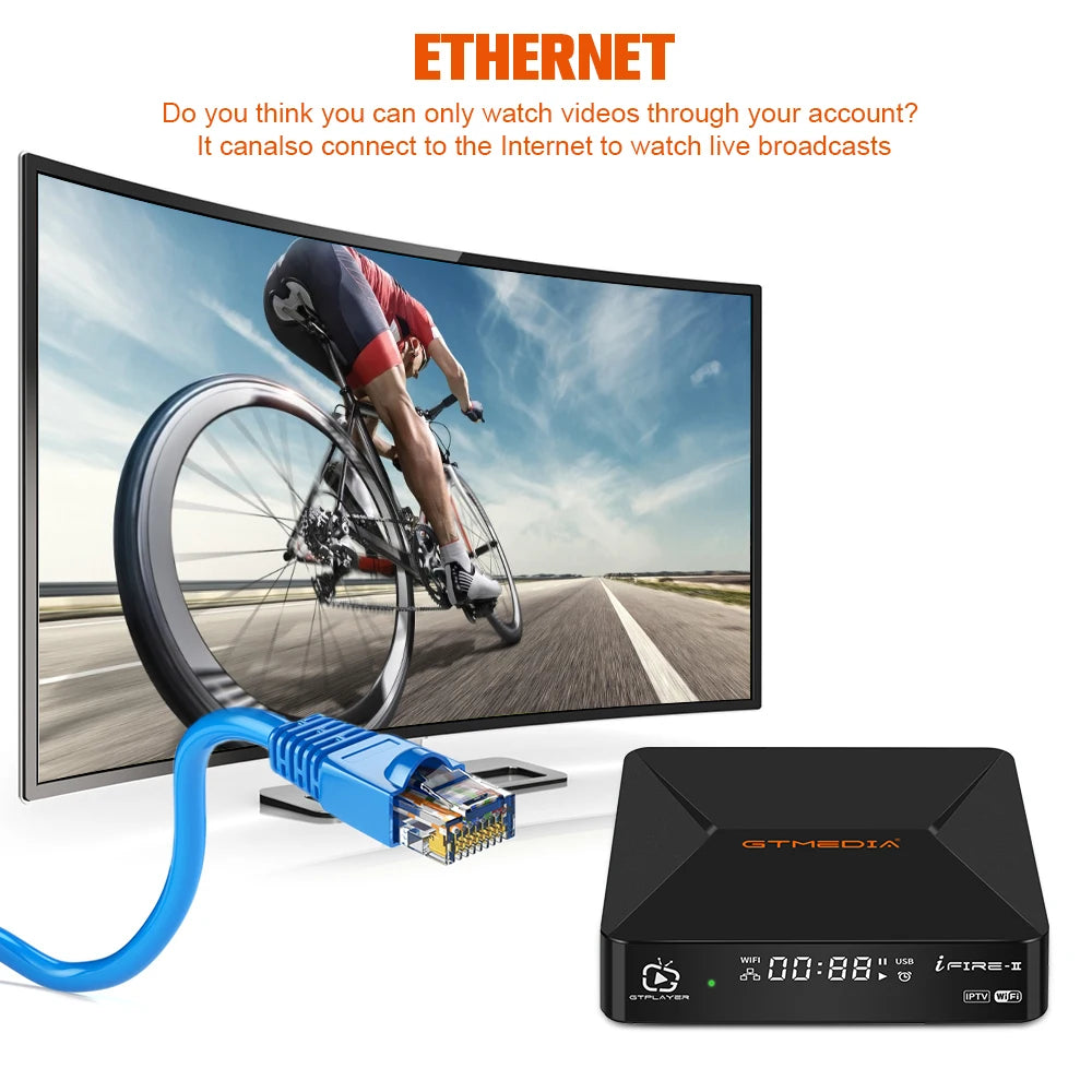 GTMEDIA iFire2 1080P FHD TV Box with M3U Decoder, H.265 HEVC 10bit, Built-in 2.4G WiFi & Ethernet, Android Media Player