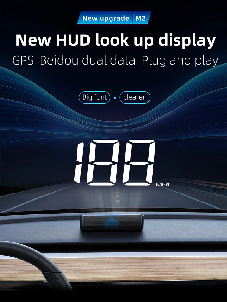 HD Car Head Up Display M2 GPS Speedometer KM/H Digital Windshield HUD Projector Universal Auto Accessory