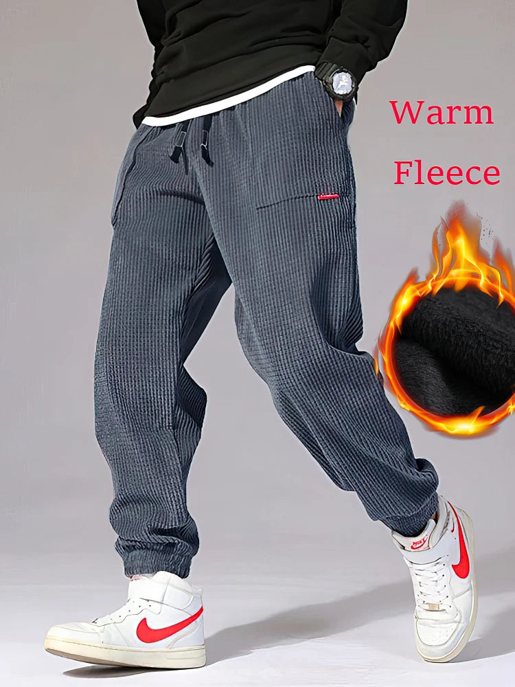 Men’s Corduroy Jogger Pants – Tech Fleece Harem Sweatpants, Casual High Street Trousers