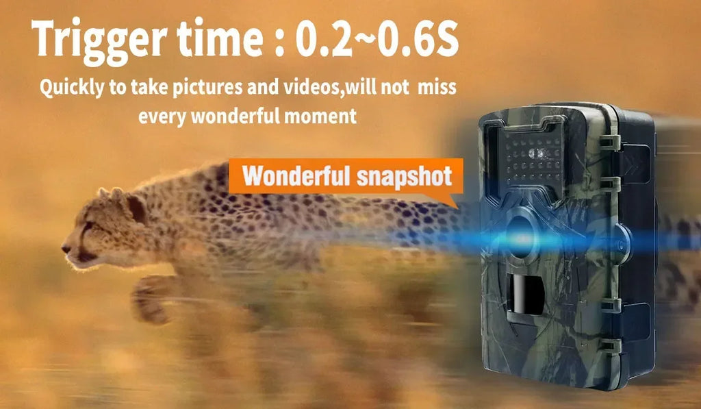 36MP Wildlife Hunting Camera with 1080P Video, 120° Wide Lens, 0.3s Trigger, Night Vision, IP66 Waterproof