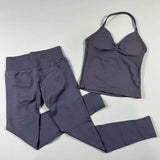 Women’s Seamless Yoga Gym Set – Backless Tank Top & High Waist Scrunch Shorts (2PCS) thumbnail 38