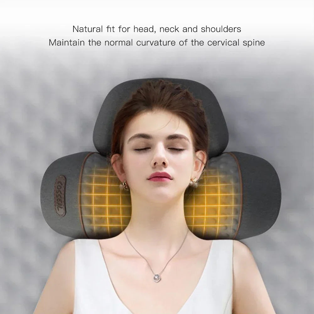 Electric Neck Massager Pillow Cervical Stretcher with Heat & Vibration – Orthopedic Neck and Back Support