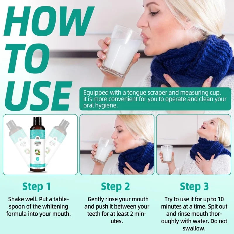 Natural Coconut Mint Pulling Oil Mouthwash Alcohol-Free Fresh Breath & Gum Care 100ml / 237ml