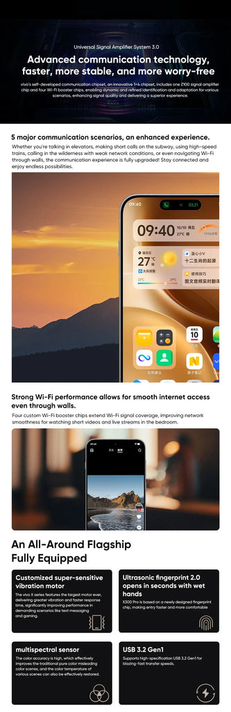 Original vivo X300 Pro 5G Smartphone 6.78" AMOLED 120Hz Screen 200MP APO Super Telephoto Lens 6510mAh