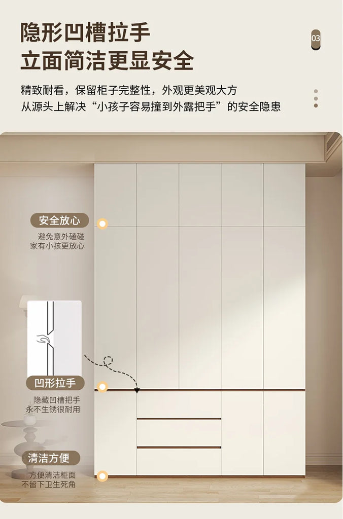 Luxury Nordic Modern Metal Wardrobe with Storage Drawers – Adult Bedroom Closet Furniture