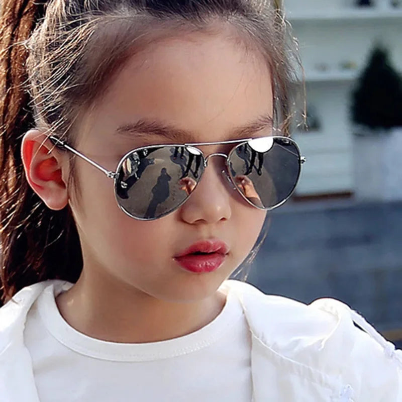 Kids Polarized Pilot Sunglasses UV400 Outdoor Sports Cycling Metal Frame Glasses for Boys and Girls