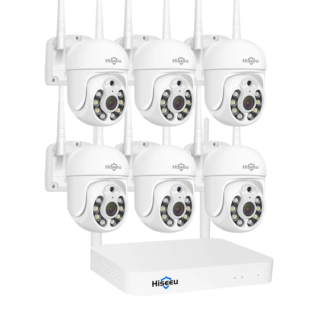 Hiseeu 5MP WiFi CCTV PTZ Camera Security System Kit – 10CH NVR with AI Motion Tracking & Color Night Vision
