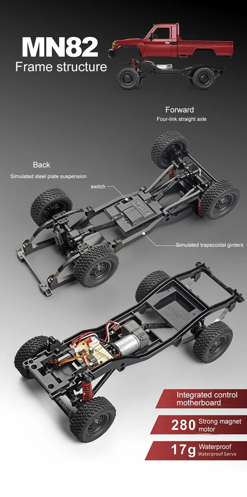 MN82 LC79 1:12 Retro 4WD RC Pickup Truck with LED Lights – Professional Remote Control Off-Road Model