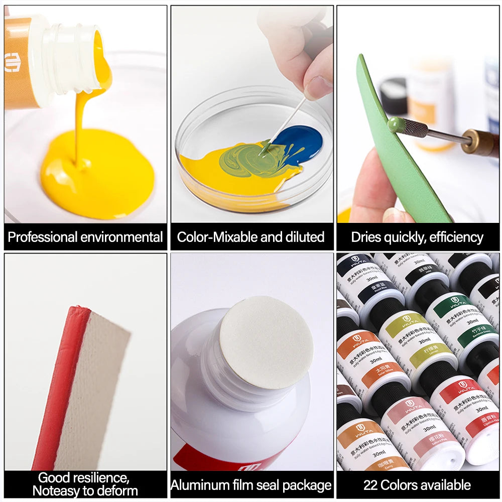 30ml Professional Leather Edge Paint – Italy Imported Water-Based Semi-Gloss Edge Oil, 22 Colors DIY Leather Finish