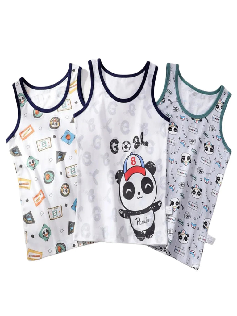 Boys Cartoon Dino Car Cotton Tank Top Singlet Underwear – Kids Summer Undershirt 3-10T