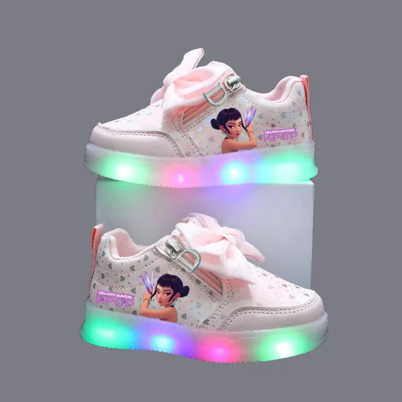 Kpop Demon Hunter LED Sneakers for Kids – Luminous Anime Tennis Shoes for Girls & Boys
