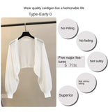 Lantern Sleeve Ice Silk Knitted Cardigan for Women – Summer Thin Loose Fit Outerwear with Slip Dress Sun Protection thumbnail 6