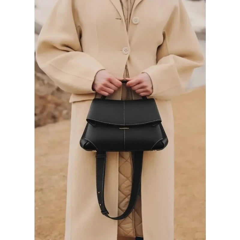 Women’s Pleated Faux Leather Handbag – Luxurious Texture Shell Shoulder Bag