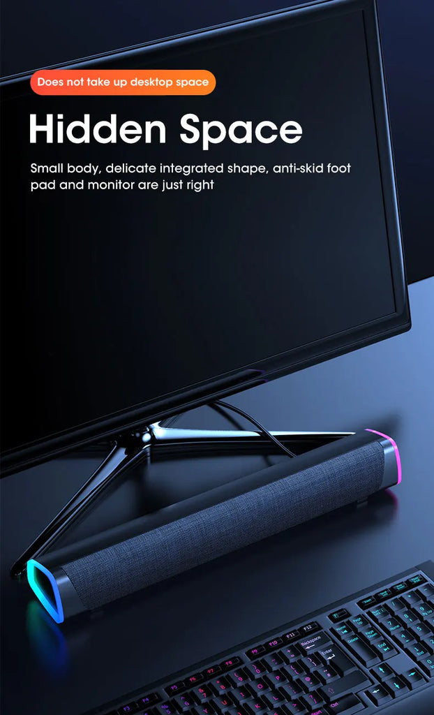 4D Computer Speaker Bar Stereo Sound Subwoofer Bluetooth Speaker for MacBook, Laptop, PC, and Music Player