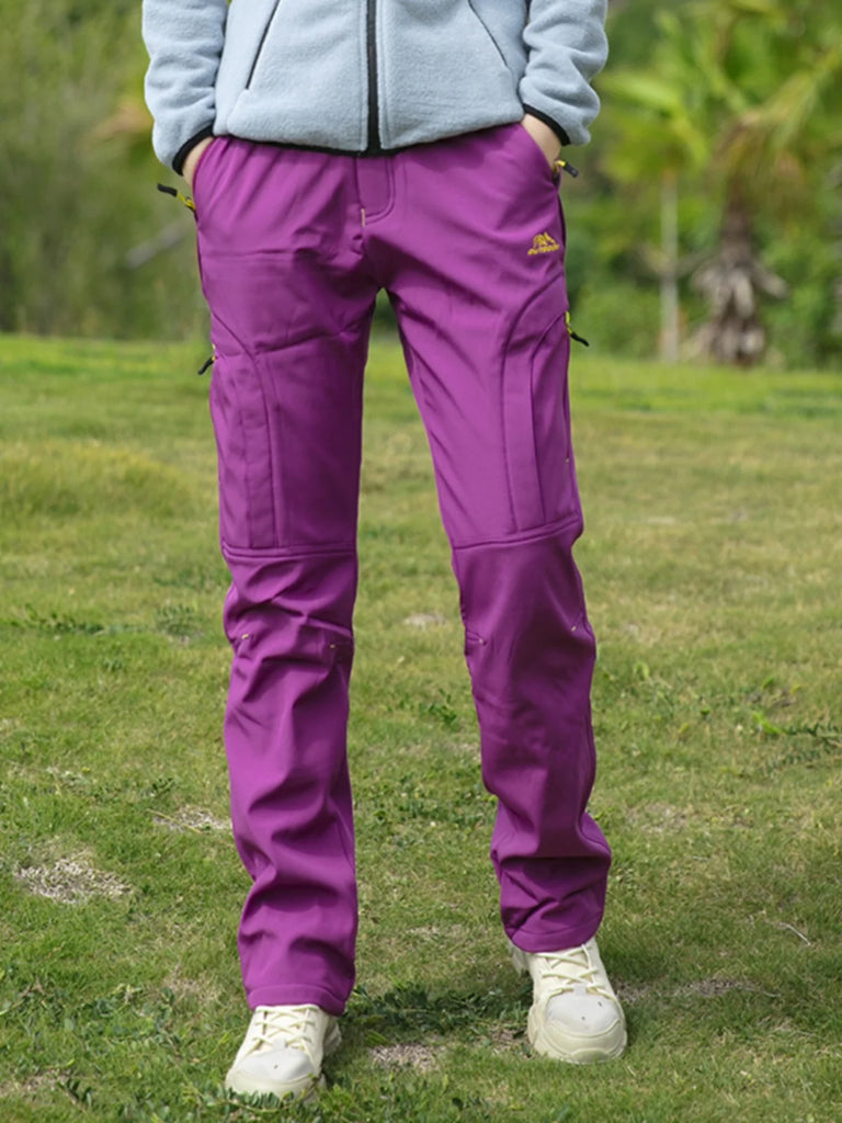 Thick Warm Fleece Hiking Pants for Women – Winter Waterproof & Windproof Outdoor Pants