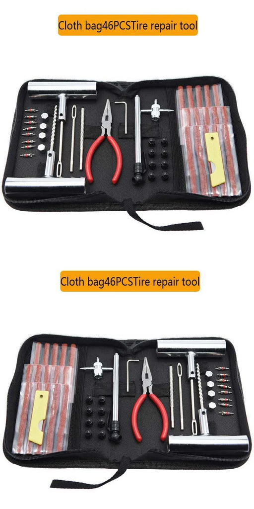 Car Tire Repair Tool Set – 24/46/62 PCS | Complete Auto & Bike Puncture Repair Kit