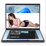 Dual Screen 14+14 Inch 2K Touchscreen 2-in-1 Laptop 16GB/32GB Intel N100 CPU 360° Flip Metal Case thumbnail 2