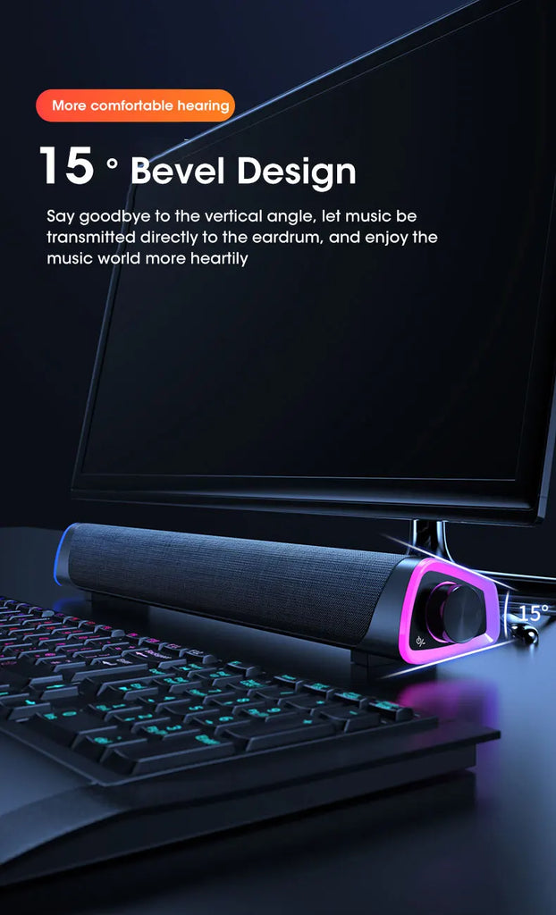 4D Computer Speaker Bar Stereo Sound Subwoofer Bluetooth Speaker for MacBook, Laptop, PC, and Music Player