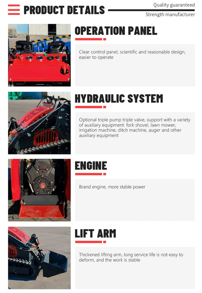 Customized Mini Skid Steer Loader with Snow Blower – Track Type, Enclosed Cab, 24HP CE EPA Certified